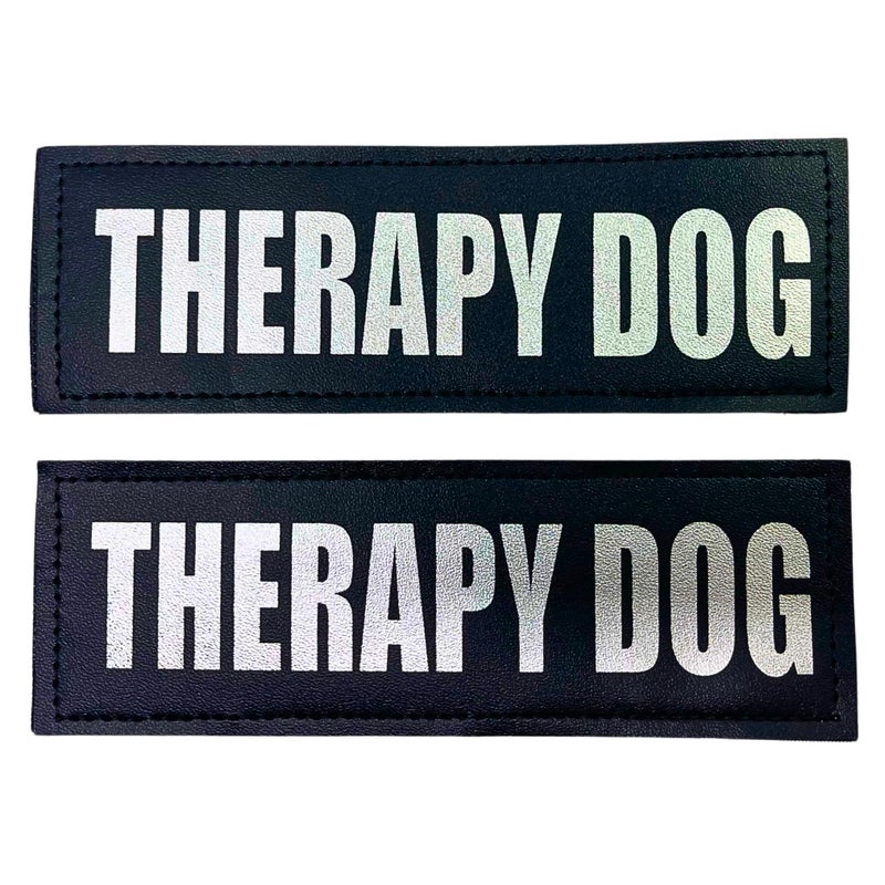 Albcorp Reflective Therapy Dog Patches with Hook Backing for Service Animal Vests/Harnesses Large (6 X 2) Inch - Image 1